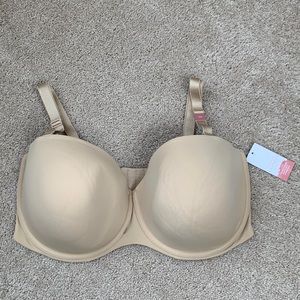 NWT Cacique lightly lined nude multi-way strapless bra sz 42H